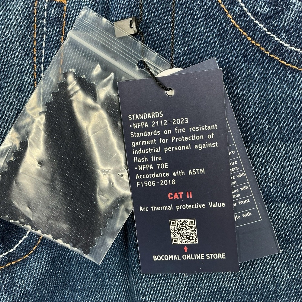 Bocomal FR Jeans Men 34x32 (ACT 34x31) Blue Denim Cotton Non-Stretch CAT II NWT - Picture 8 of 14